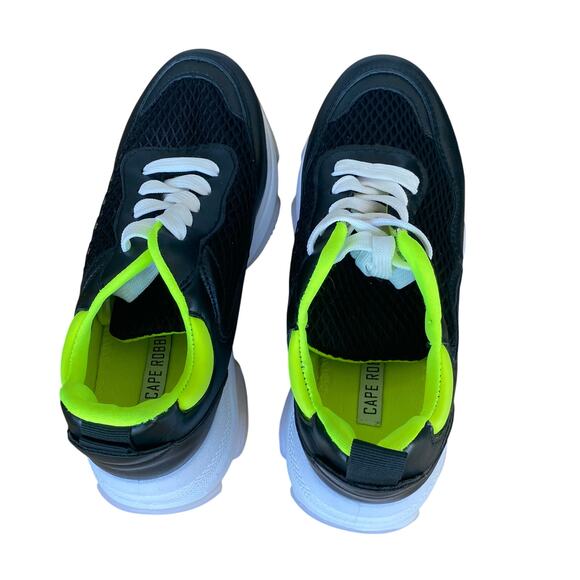 Cape Robbin Women’s Black Neon Yellow Chunky Sneaker NWOB - Picture 3 of 6